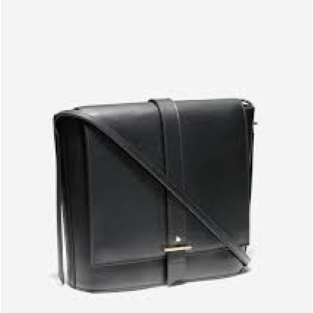 Cole Haan Vestry Saddle Bag in Black Crossbody Leather Purse Gold Hardware